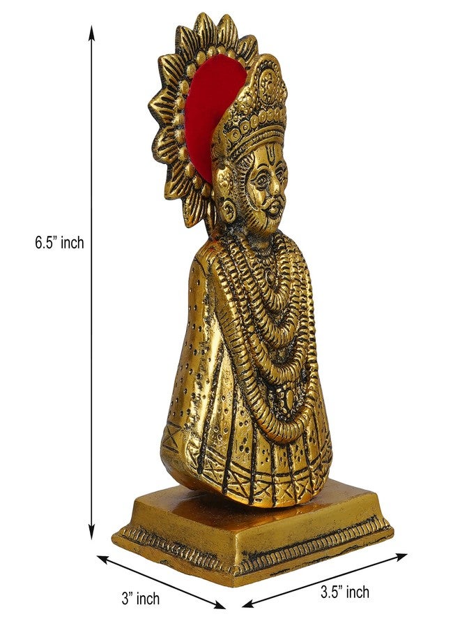 Webelkart Premium Baba Khatu Shyam ji Idol Statue Showpiece for Home and Pooja Decoration | Khatu Shyam Murti for Home and Car Dashboard | Diwali Corporate Gifting (Gold, 6.5 Inches) - Image 4